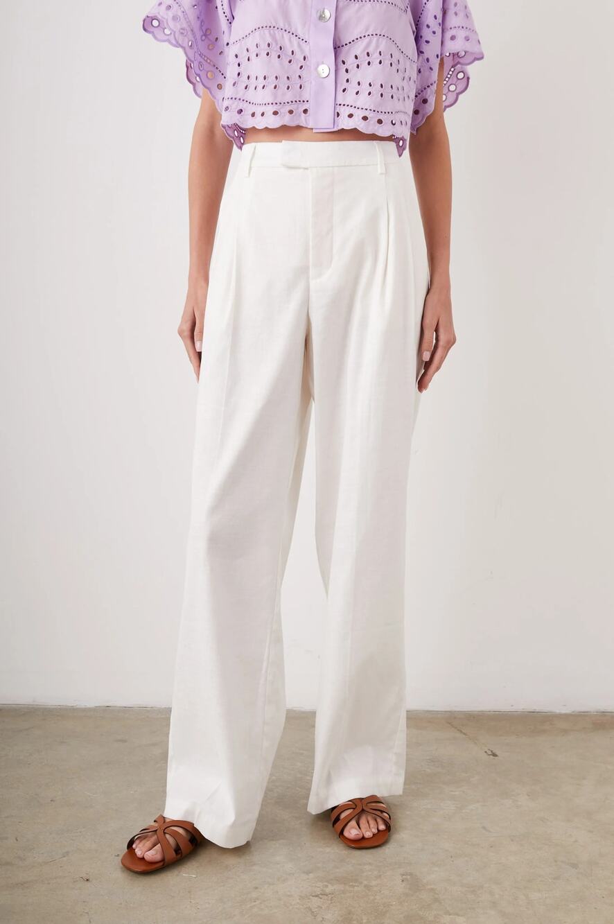 Rails Marnie Linen Trouser Pants Pleated Straight Leg Minimalist Cotton Blend 4
